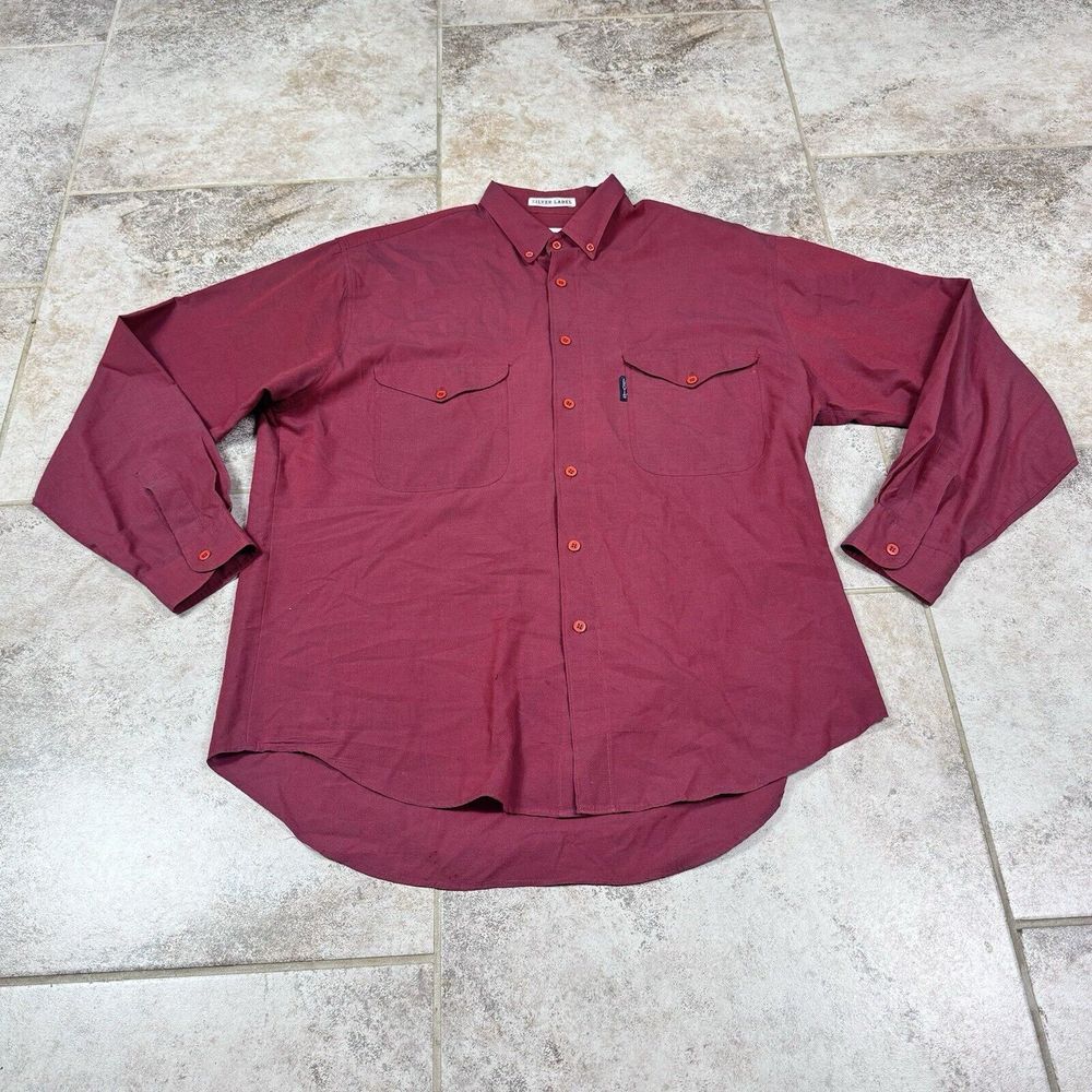 Vintage Levis Silver Label Shirt Men Large Red Button‎ Down Big E Long Sleeve